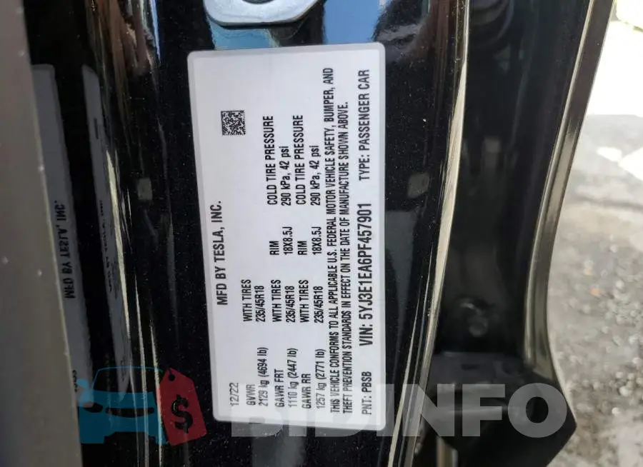 5YJ3E1EA6PF457901 Photo# 13