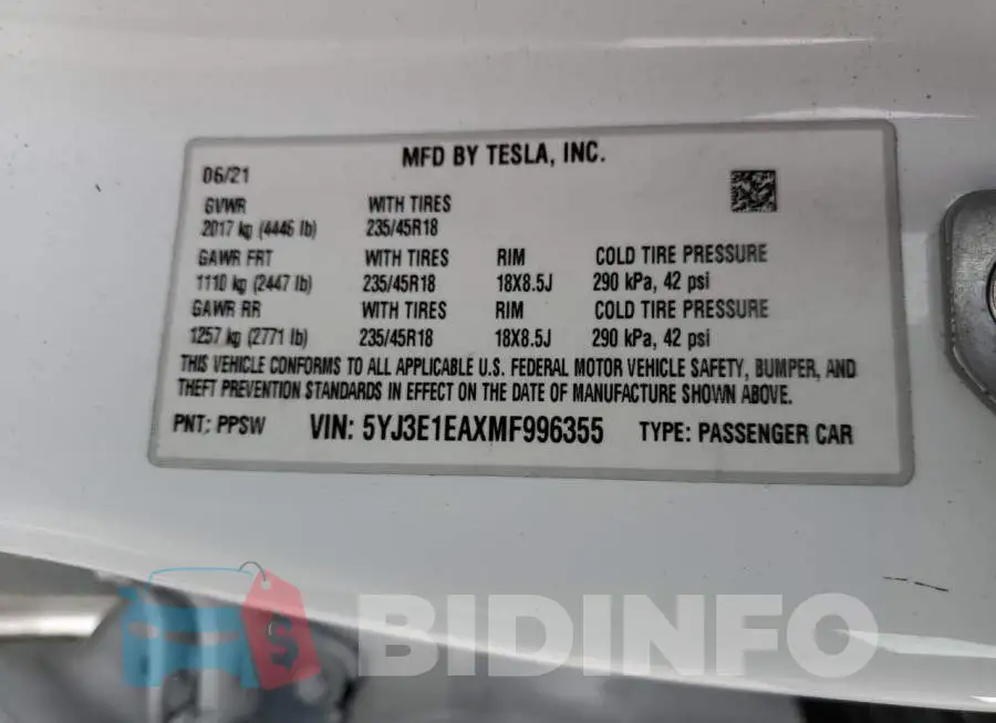 5YJ3E1EAXMF996355 Photo# 13