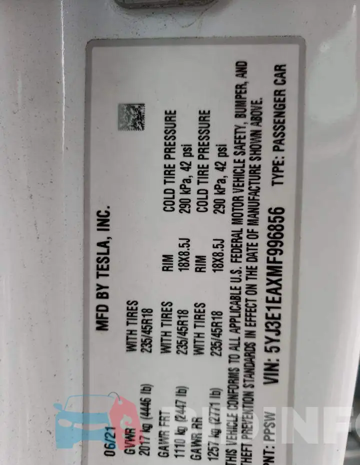 5YJ3E1EAXMF996856 Photo# 13