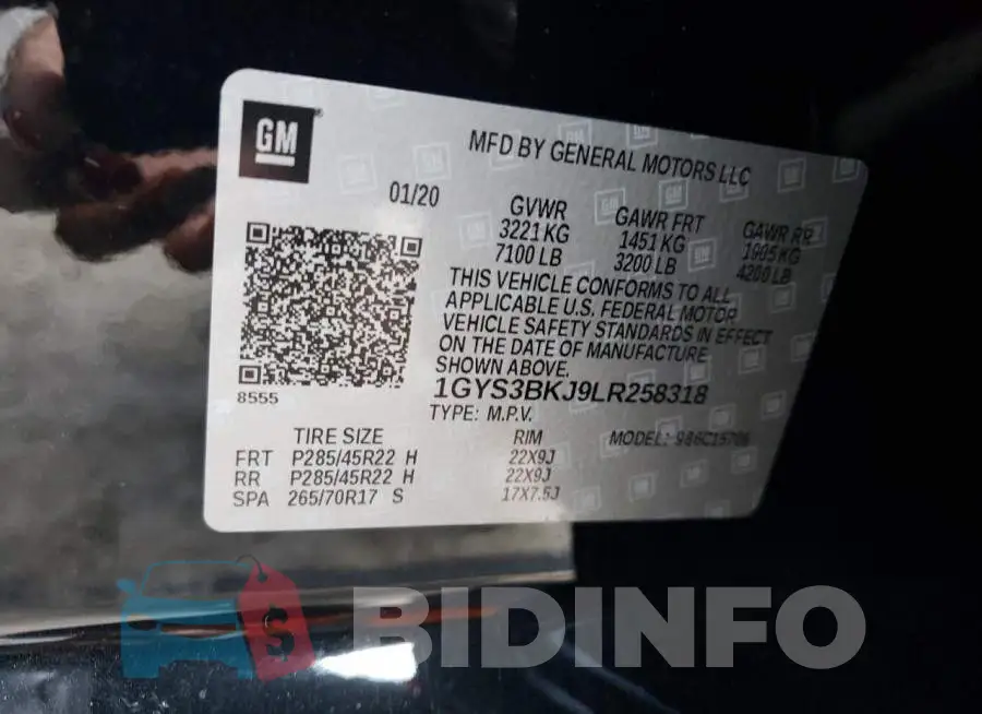 1GYS3BKJ9LR258318 Photo# 13