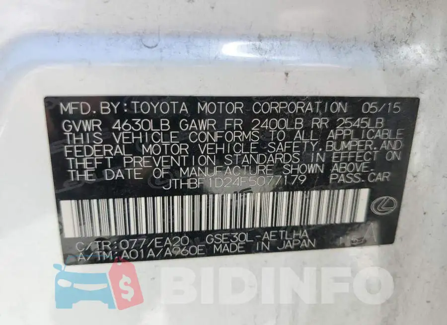 JTHBF1D24F5077179 Photo# 12