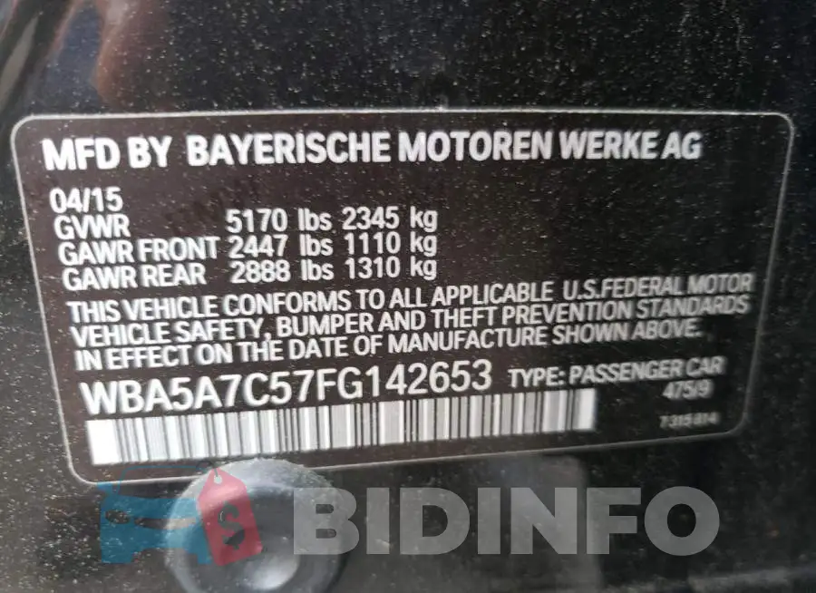 WBA5A7C57FG142653 Photo# 12