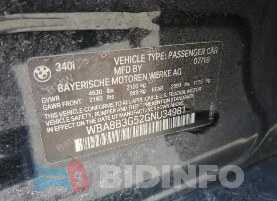 WBA8B3G52GNU34981 Photo# 13