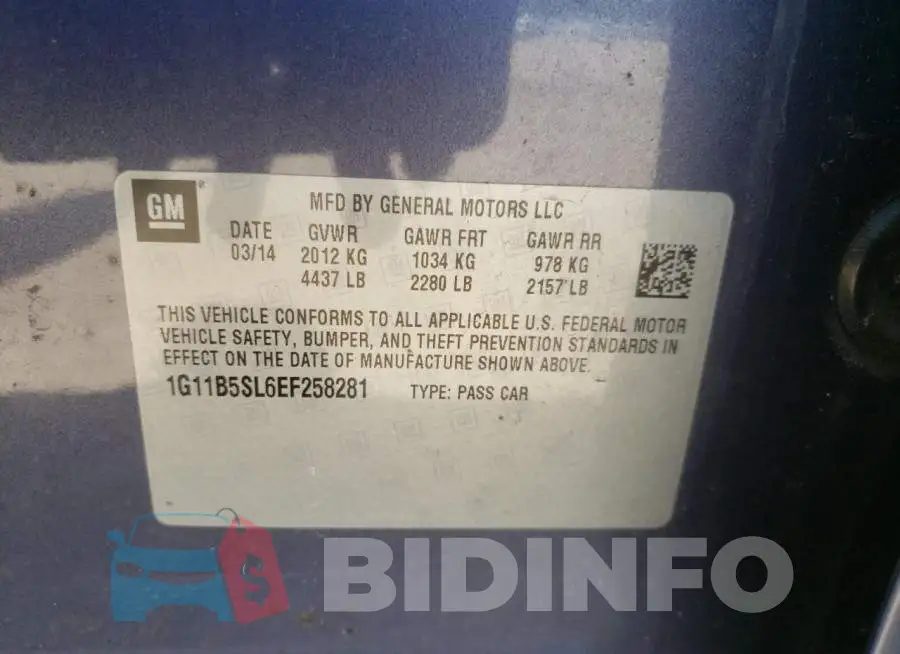 1G11B5SL6EF258281 Photo# 12