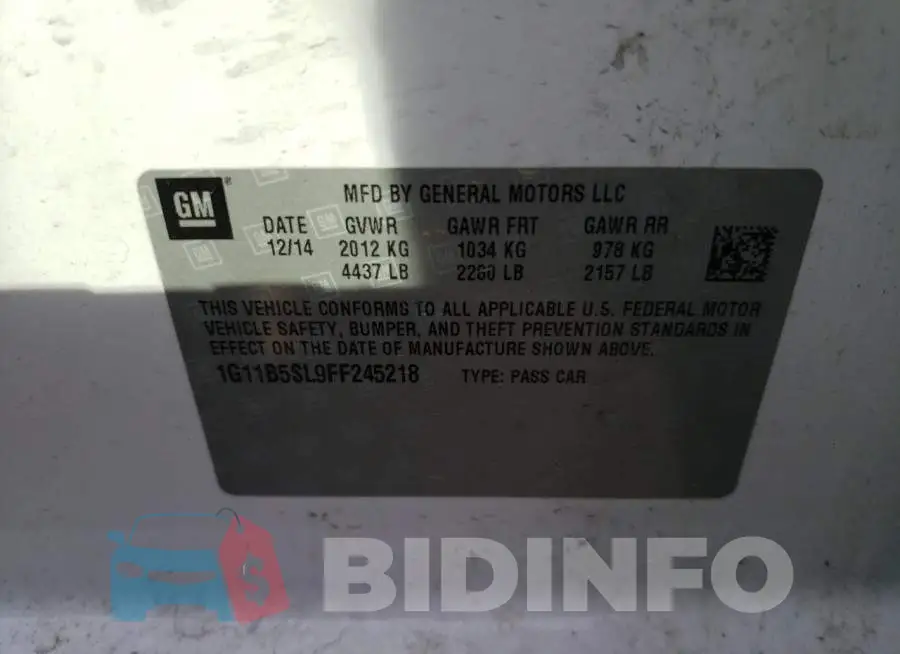 1G11B5SL9FF245218 Photo# 12