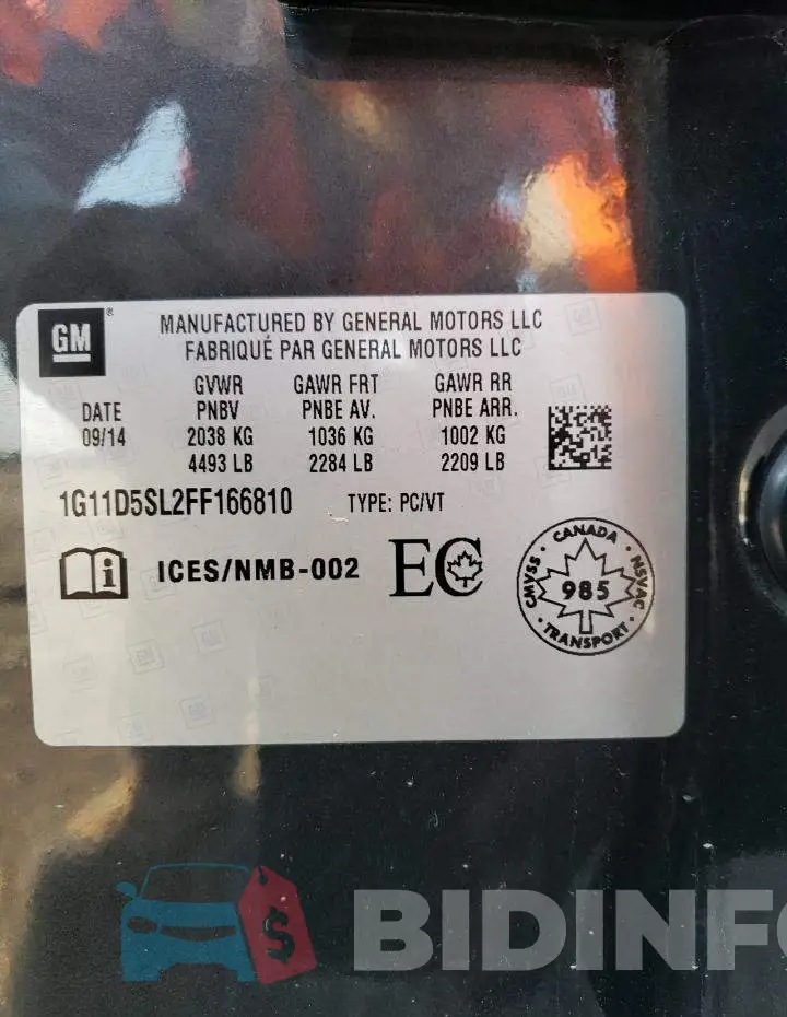 1G11D5SL2FF166810 Photo# 12