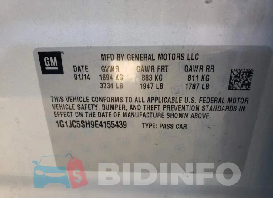 1G1JC5SH9E4155439 Photo# 10