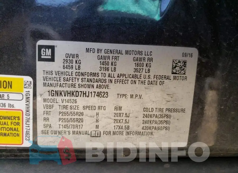 1GNKVHKD7HJ174623 Photo# 12