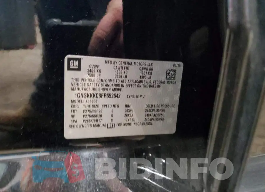 1GNSKKKC8FR652642 Photo# 14