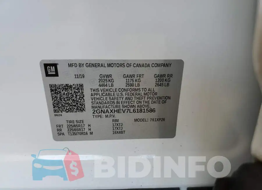 2GNAXHEV7L6181586 Photo# 13