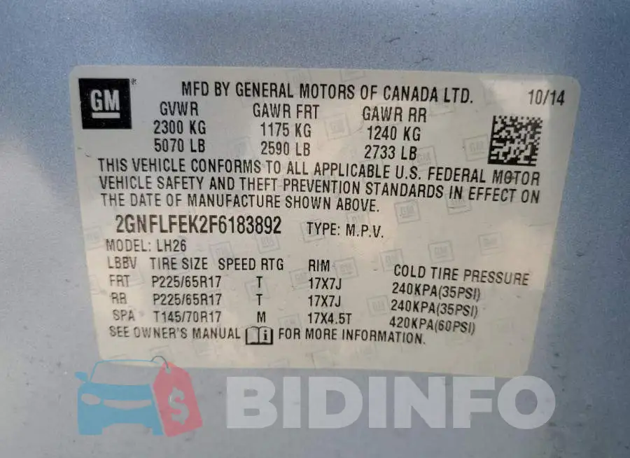 2GNFLFEK2F6183892 Photo# 13