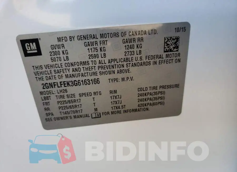 2GNFLFEK3G6163166 Photo# 13
