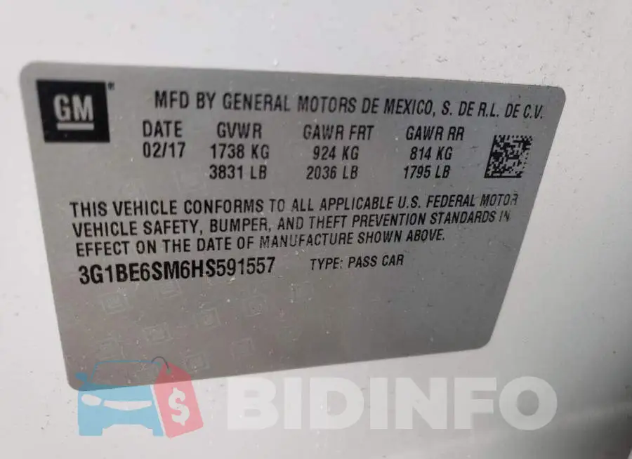 3G1BE6SM6HS591557 Photo# 12