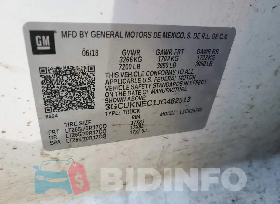 3GCUKNEC1JG462513 Photo# 13