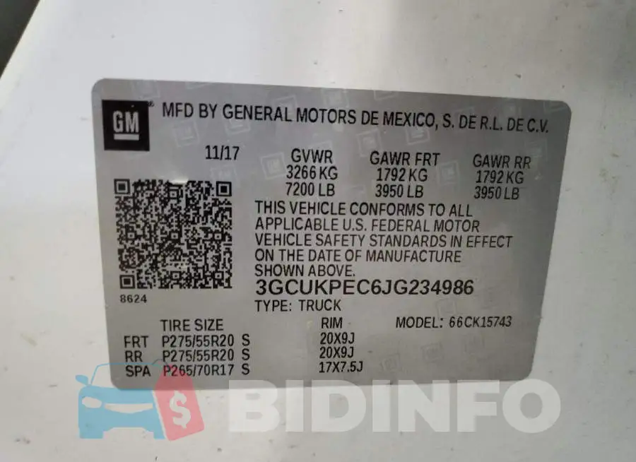 3GCUKPEC6JG234986 Photo# 12