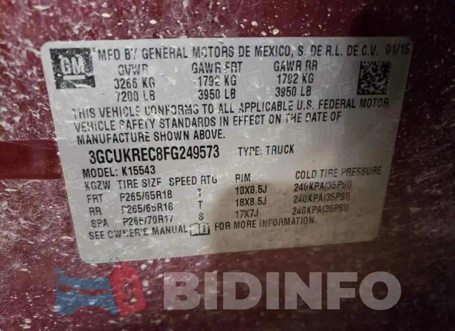 3GCUKREC8FG249573 Photo# 12