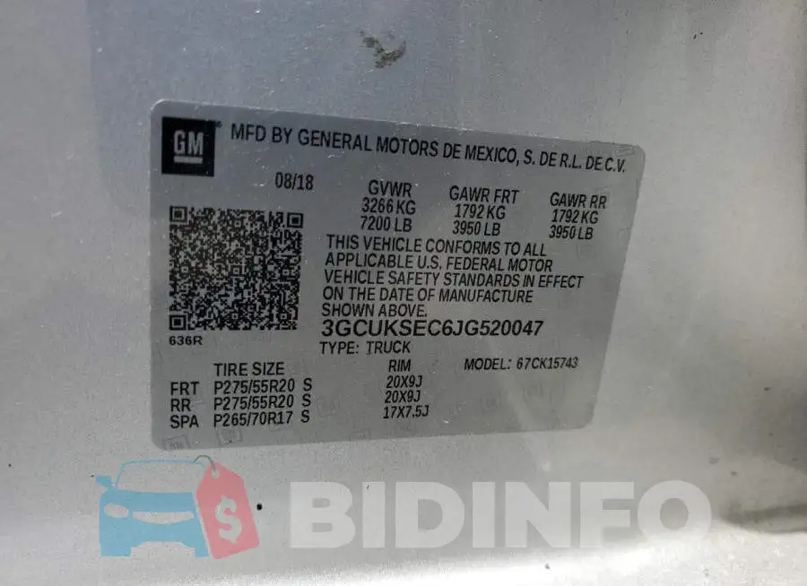 3GCUKSEC6JG520047 Photo# 12