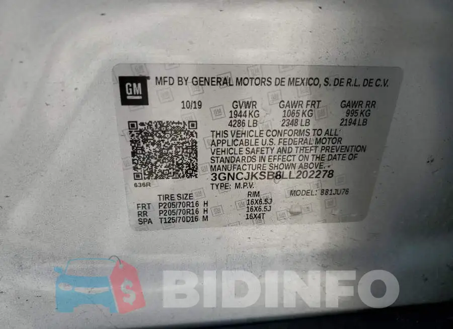 3GNCJKSB8LL202278 Photo# 14