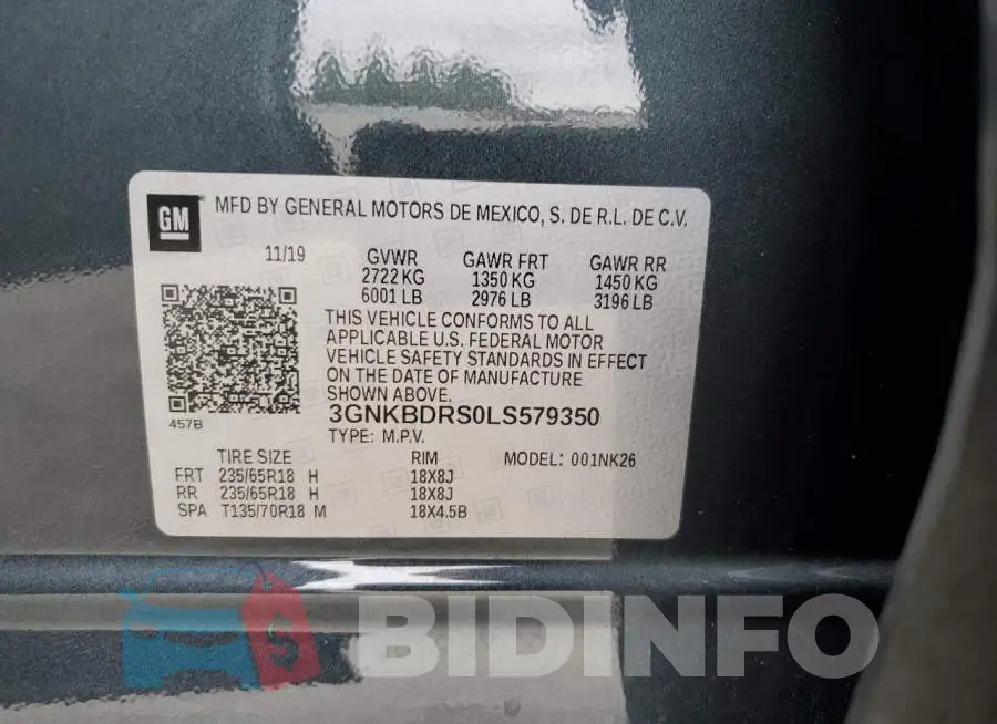 3GNKBDRS0LS579350 Photo# 14