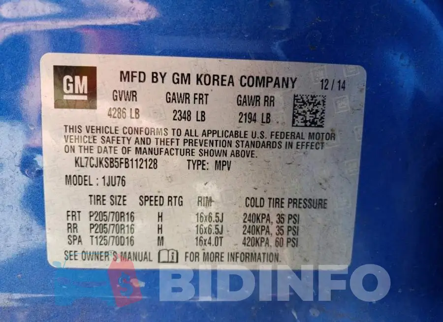 KL7CJKSB5FB112128 Photo# 13