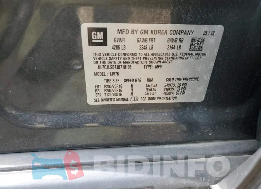 KL7CJLSB7JB710106 Photo# 12