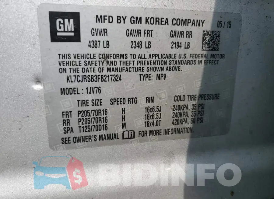 KL7CJRSB3FB217324 Photo# 13