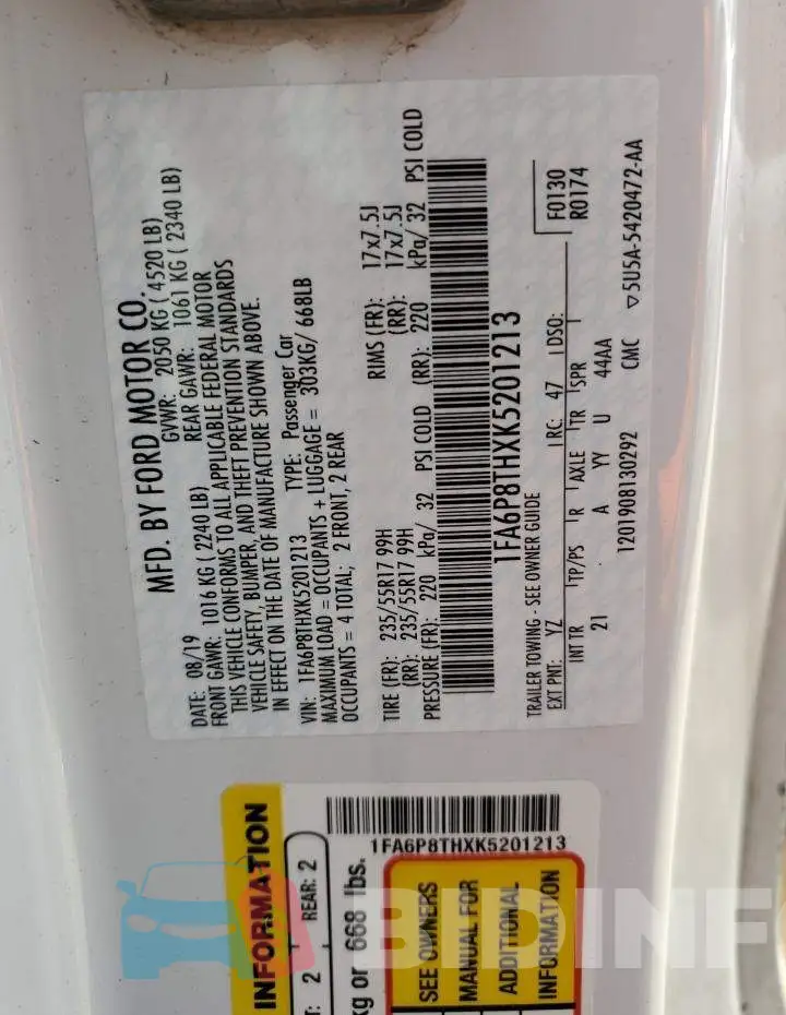 1FA6P8THXK5201213 Photo# 12