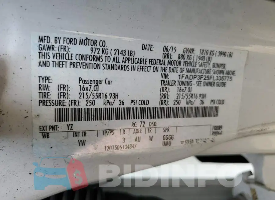 1FADP3F25FL335775 Photo# 12