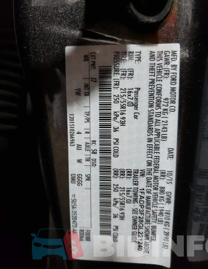 1FADP3F28GL221240 Photo# 12