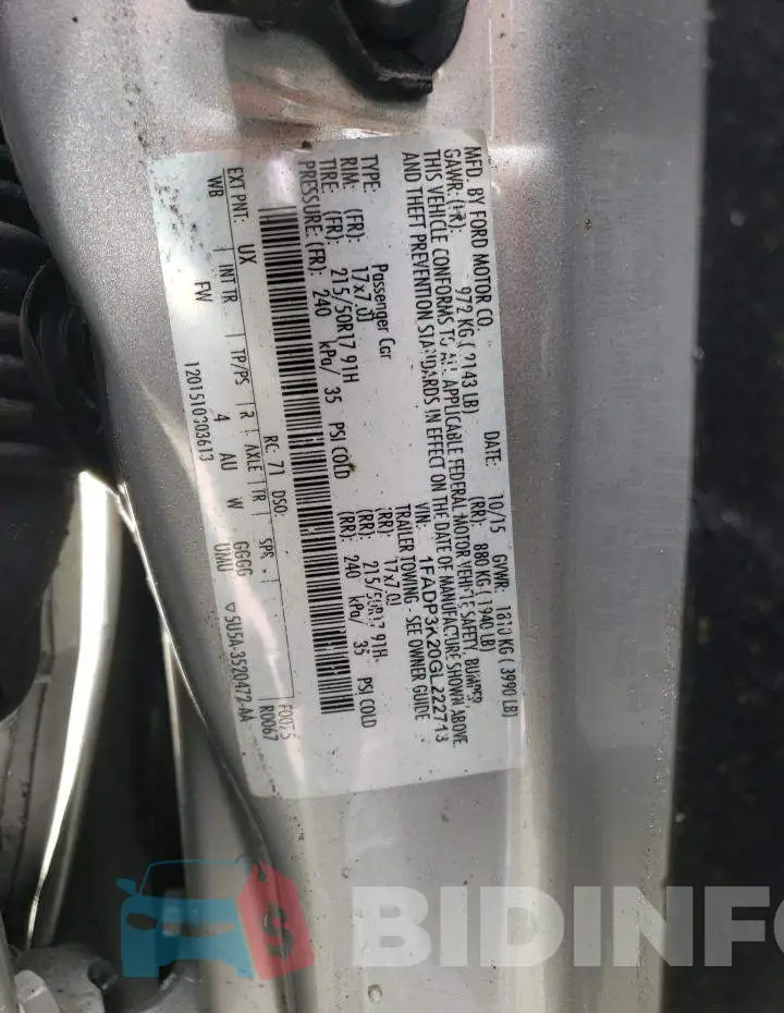 1FADP3K20GL222713 Photo# 12