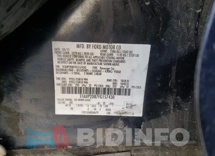 1FAHP2D87FG157430 Photo# 12