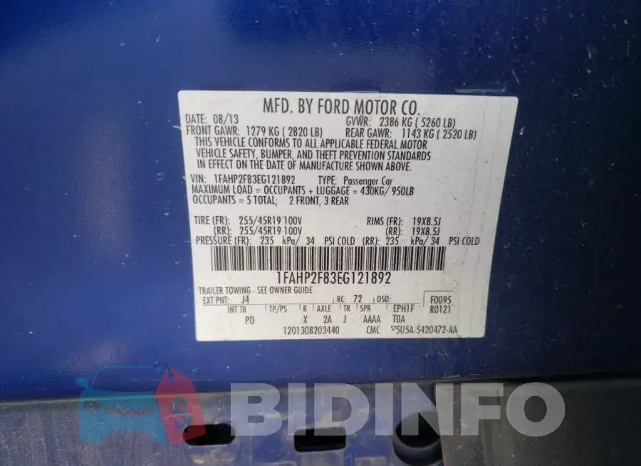 1FAHP2F83EG121892 Photo# 13