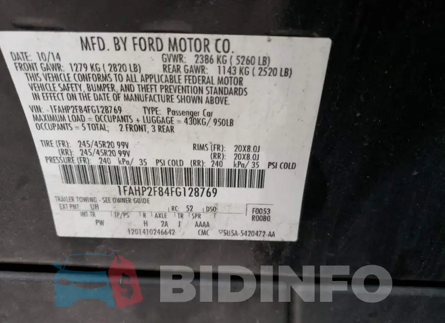 1FAHP2F84FG128769 Photo# 12