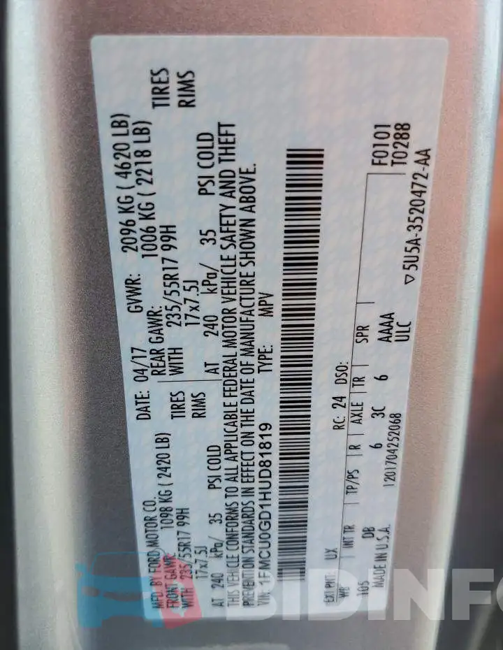 1FMCU0GD1HUD81819 Photo# 12
