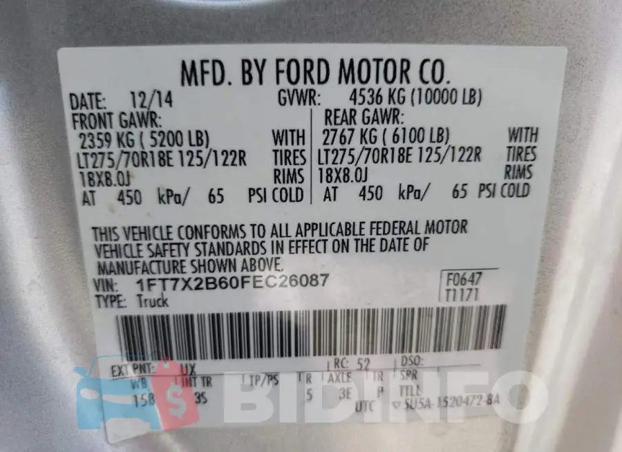 1FT7X2B60FEC26087 Photo# 13