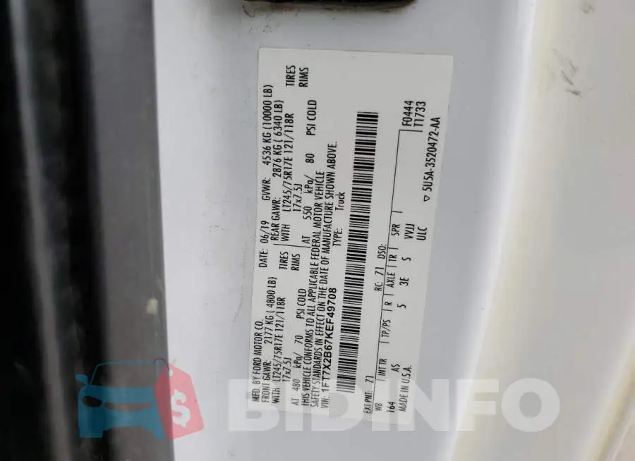 1FT7X2B67KEF49708 Photo# 12