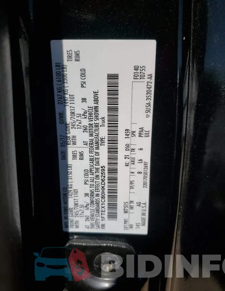 1FTEX1C80HKD62595 Photo# 13