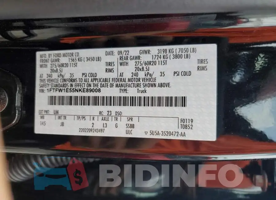 1FTFW1E55NKE89008 Photo# 12