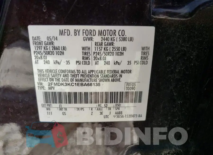2FMDK3KC1EBA68135 Photo# 14