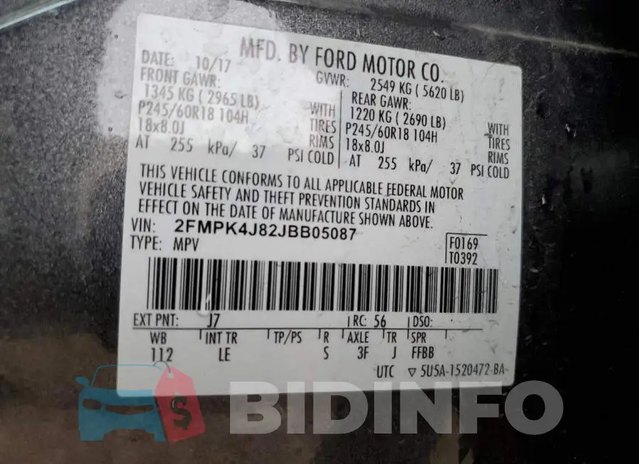 2FMPK4J82JBB05087 Photo# 13