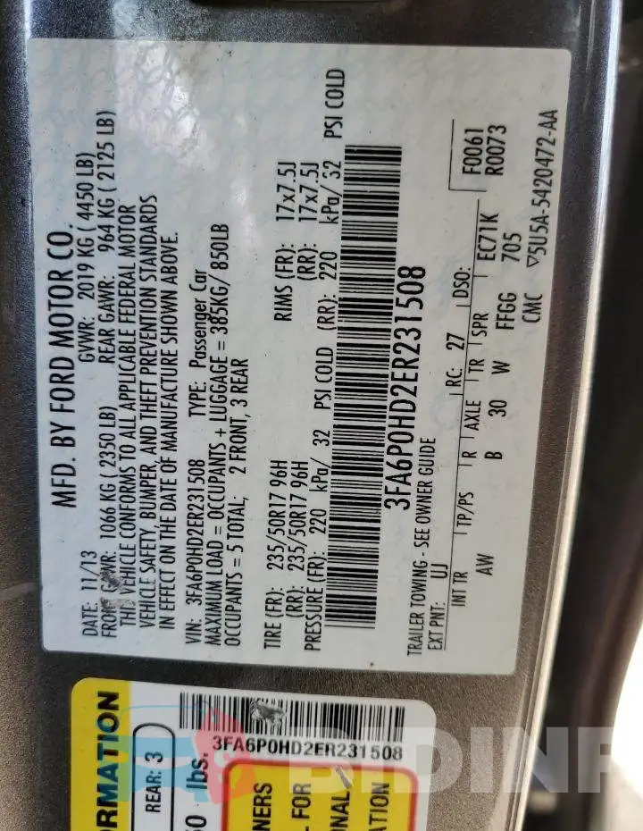 3FA6P0HD2ER231508 Photo# 12