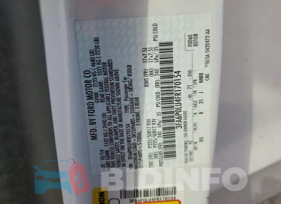 3FA6P0LU4FR170154 Photo# 13