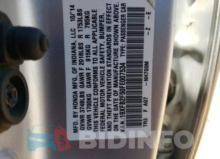 19XFB2F50FE007534 Photo# 13