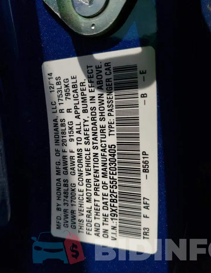 19XFB2F55FE030405 Photo# 12
