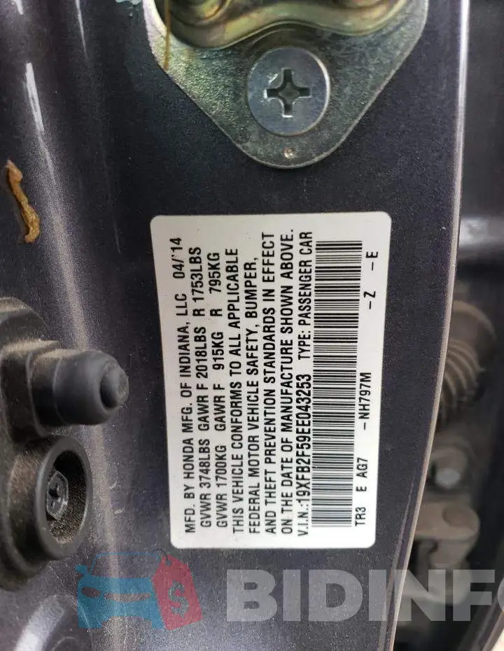 19XFB2F59EE043253 Photo# 13