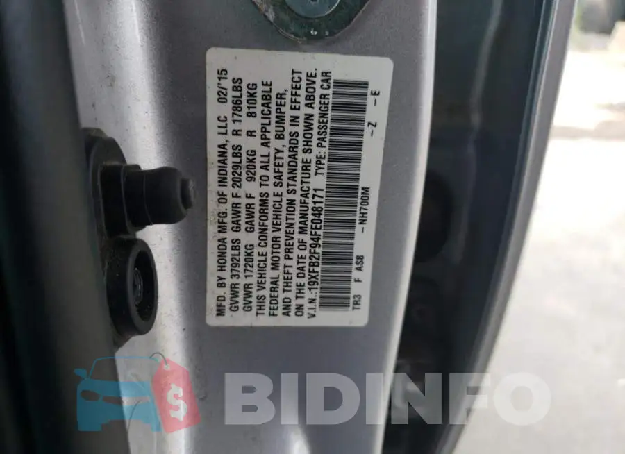 19XFB2F94FE048171 Photo# 12