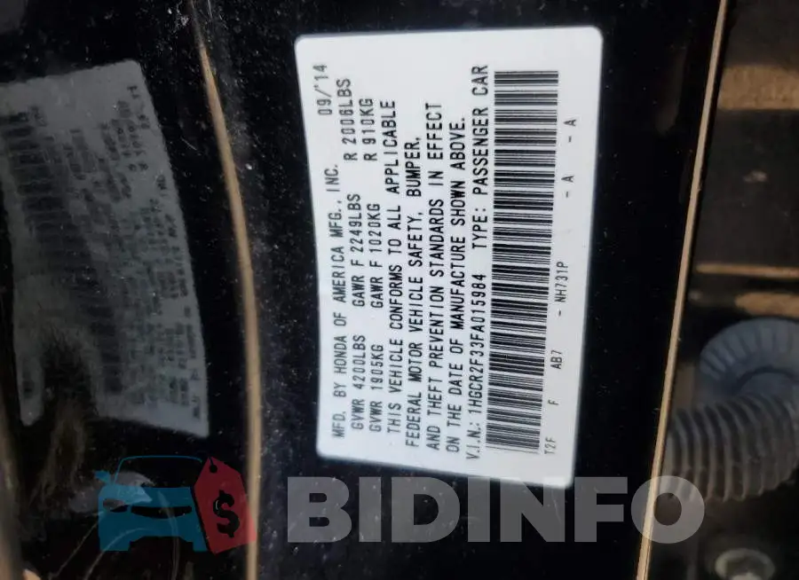 1HGCR2F33FA015984 Photo# 12