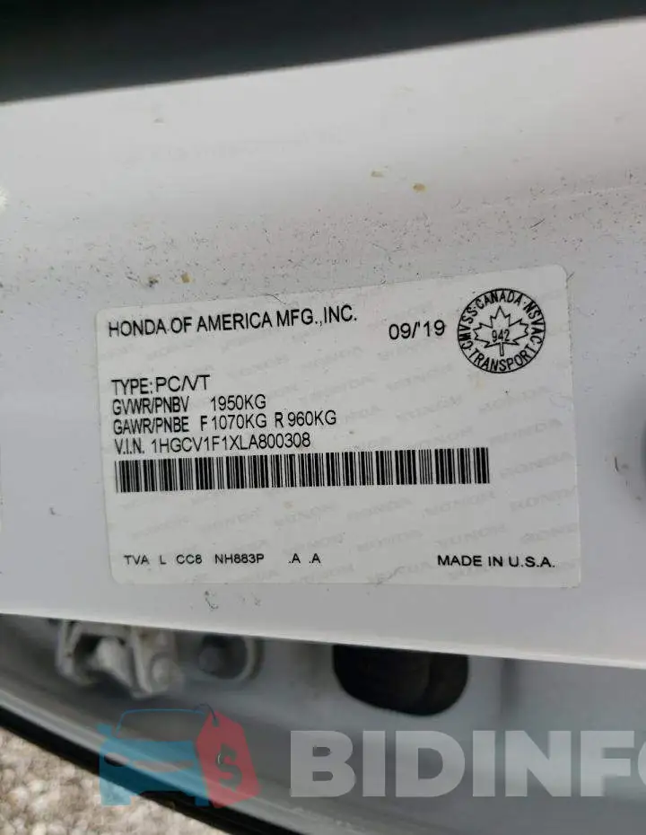 1HGCV1F1XLA800308 Photo# 13