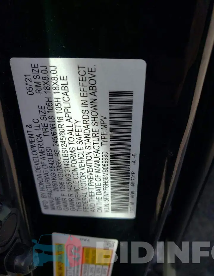 5FNYF6H56MB089990 Photo# 12