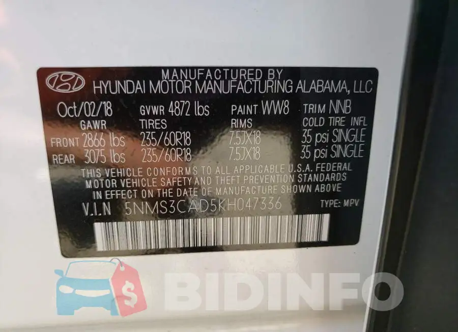 5NMS3CAD5KH047336 Photo# 14